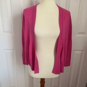 Eddie Bauer Pink Lightweight Open Cardigan Sweater XS Cotton Lyocell Long Sleeve